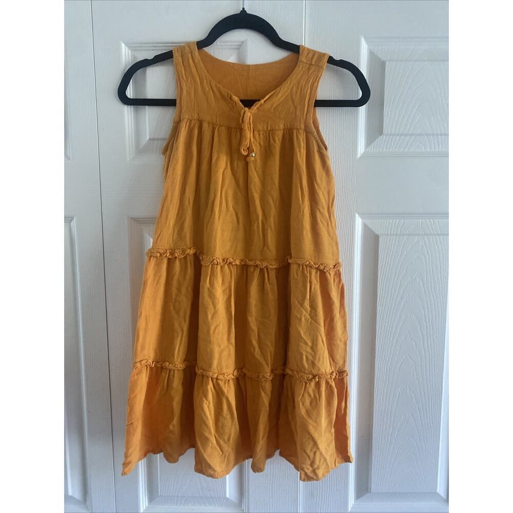 Amma Girls Youth 10 Orange‎ Tiered Mini Dress Resort Wear Vacation Brazil